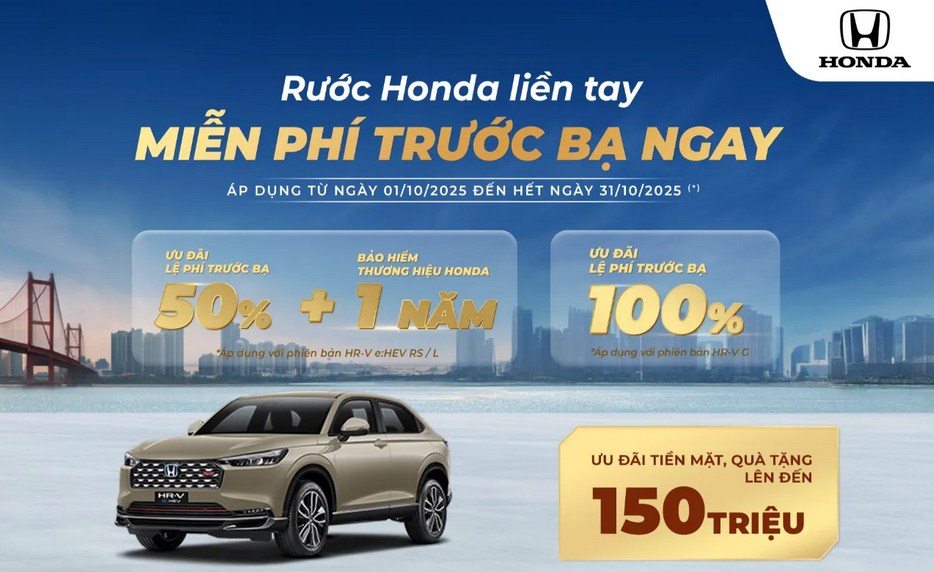 Giá lăn bánh Honda HR-V 2025 tại Hà Nội tháng 10/2025 – Ưu đãi hấp dẫn giảm 70 triệu đồng