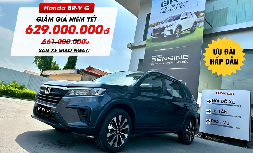 Honda BR-V G: Ưu Đãi Hấp Dẫn Lên Đến 45 Triệu Đồng Tháng Này – Cơ Hội Vàng Sở Hữu MPV 7 Chỗ Đa Dụng!