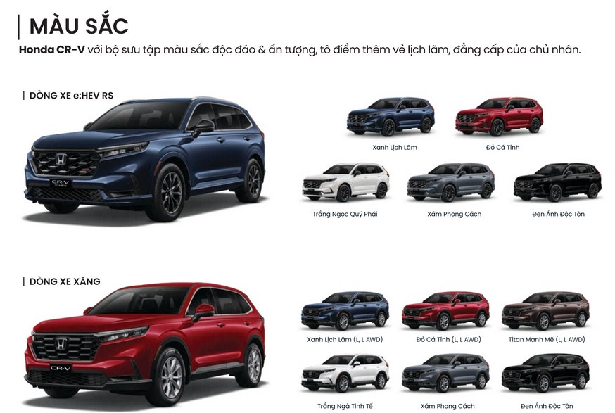 Màu Xe Honda CR-V 2026 – Bộ Sưu Tập Toàn Diện và Xu Hướng Lựa Chọn Đỉnh Cao